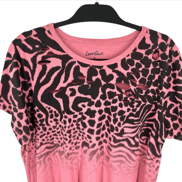 NWT Torrid Lovesick Destructed Dress - Cotton Overdyed Animal Dusty Pink Size 1 - Picture 7 of 15